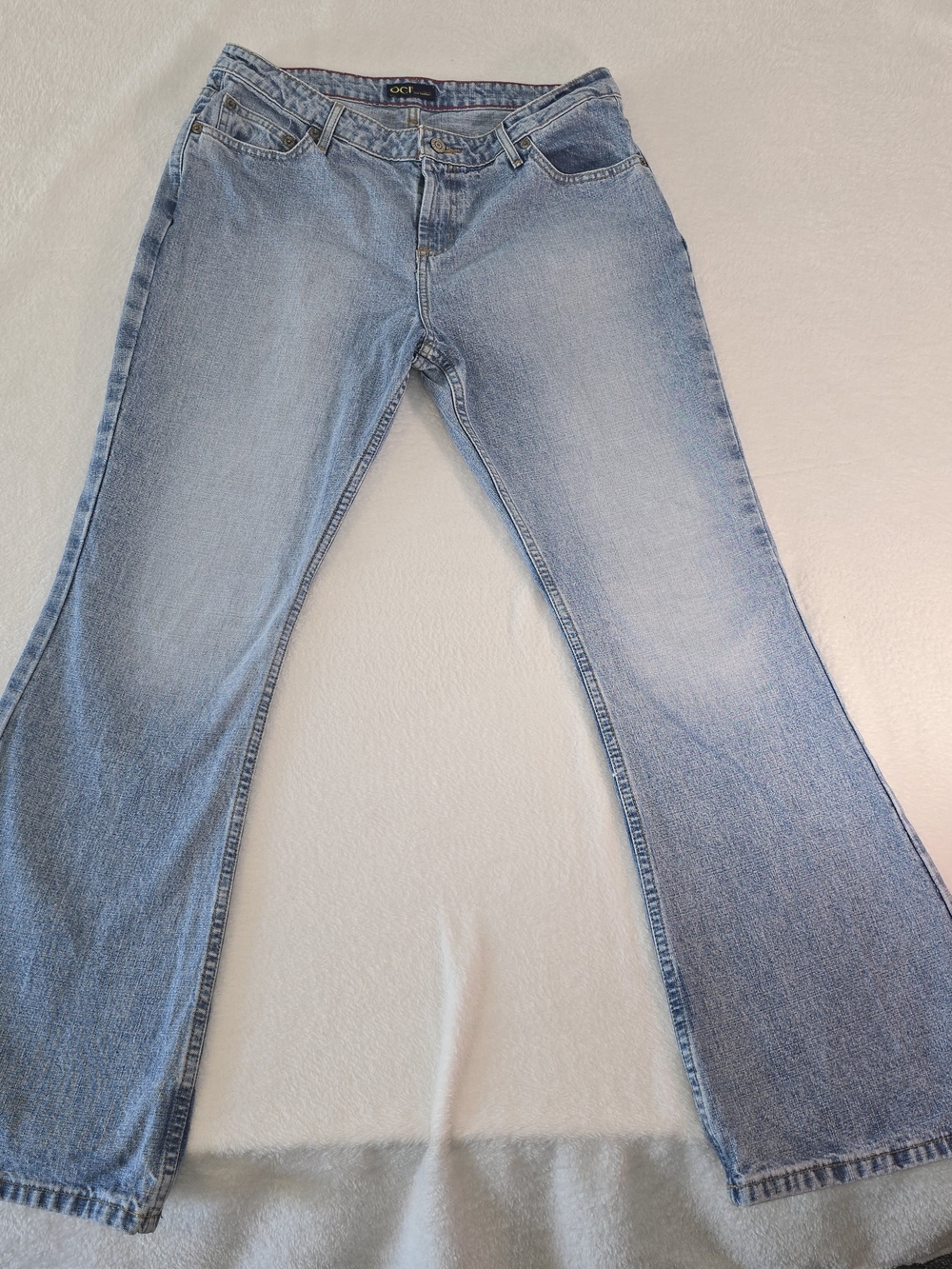 OCI Jean Company Womens Light-Wash Flare-Leg,  size 13 Boho, Hippie